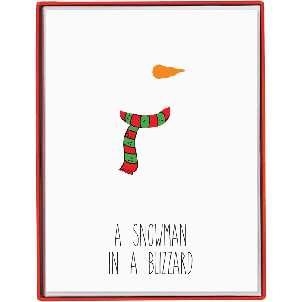 imageGraphique Wood Background Holiday Cards  Pack of 15 Cards with Envelopes  Christmas Greetings  Silver Foil Accents  Boxed Set  425quot x 55quotSnowman in a Blizzard