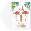Graphique Santa Christmas Cards, Boxed Set of 15 Holiday Cards with Envelopes, 4.75″x 6.625″(Christmas Flamingos)