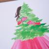 Graphique Santa Christmas Cards, Boxed Set of 15 Holiday Cards with Envelopes, 4.75″x 6.625″(Girl Carrying Tree)