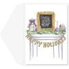 Graphique Santa Christmas Cards, Boxed Set of 15 Holiday Cards with Envelopes, 4.75″x 6.625″(Happy Holidays Mantel)
