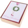 Graphique Wood Background Holiday Cards | Pack of 15 Cards with Envelopes | Christmas Greetings | Silver Foil Accents | Boxed Set | 4.25″ x 5.5″(Fashion Wreath)