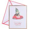 Graphique Wood Background Holiday Cards | Pack of 15 Cards with Envelopes | Christmas Greetings | Silver Foil Accents | Boxed Set | 4.25″ x 5.5″(Merry Little Car)