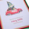 Graphique Wood Background Holiday Cards | Pack of 15 Cards with Envelopes | Christmas Greetings | Silver Foil Accents | Boxed Set | 4.25″ x 5.5″(Merry Little Car)