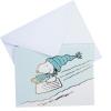Graphique Wood Background Holiday Cards | Pack of 15 Cards with Envelopes | Christmas Greetings | Silver Foil Accents | Boxed Set | 4.25″ x 5.5″(Snoopy Sledding)