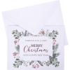 Graphique Wood Background Holiday Cards | Pack of 15 Cards with Envelopes | Christmas Greetings | Silver Foil Accents | Boxed Set | 4.25″ x 5.5″(Winter Greenery)