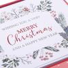 Graphique Wood Background Holiday Cards | Pack of 15 Cards with Envelopes | Christmas Greetings | Silver Foil Accents | Boxed Set | 4.25″ x 5.5″(Winter Greenery)