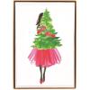 Graphique Santa Christmas Cards, Boxed Set of 15 Holiday Cards with Envelopes, 4.75″x 6.625″(Girl Carrying Tree)