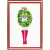 Graphique Wood Background Holiday Cards | Pack of 15 Cards with Envelopes | Christmas Greetings | Silver Foil Accents | Boxed Set | 4.25″ x 5.5″(Girl Holding Wreath)