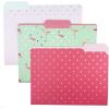 Graphique Flamingo Pink File Folder Set – File Set Includes 9 Folders and 3 Unique Flamingo and Polka Dot Designs, Embellished w/ Gold Foil on Durable Triple-Scored Coated Cardstock, 11.75″ x 9.5″