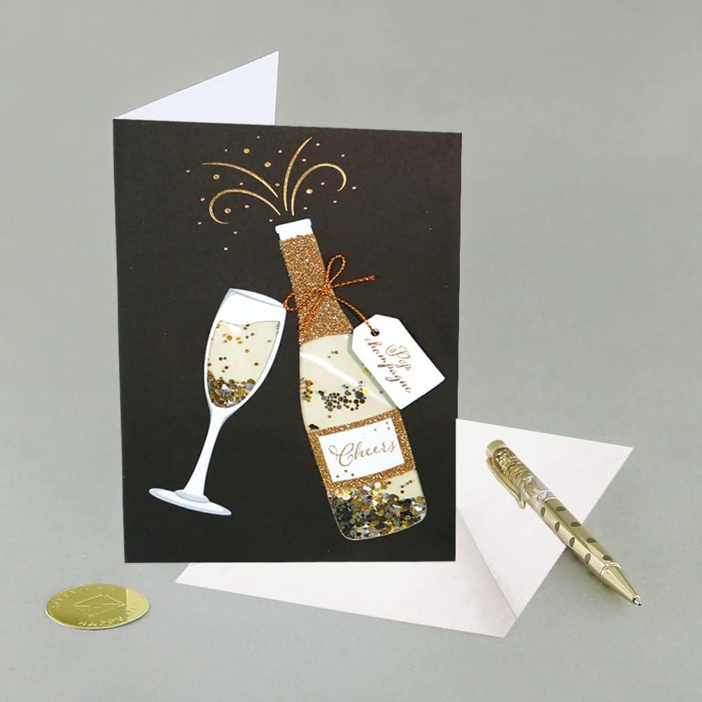 imageGraphique Handmade Birthday Card Cute ampamp Happy Birthday Greeting Him Her Friend Sip Sip Hooray 5 x 7Champagne Shaker