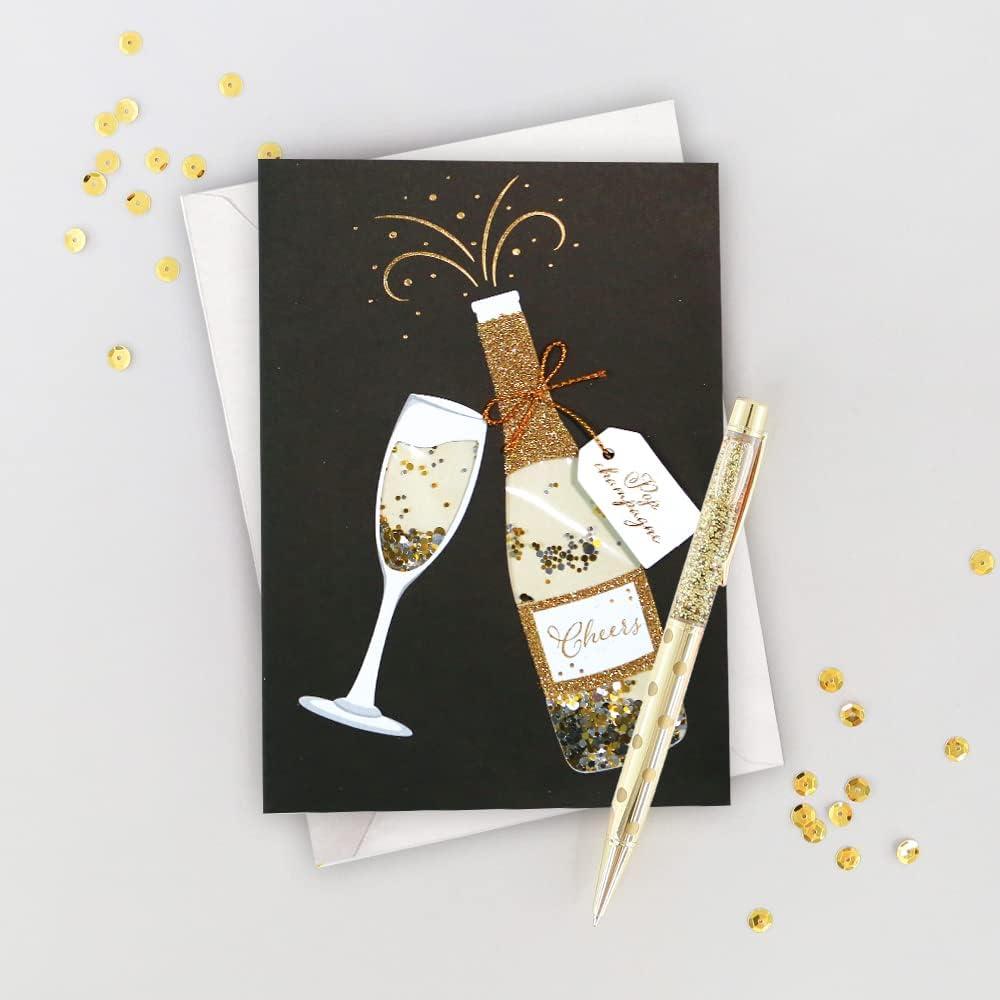 imageGraphique Handmade Birthday Card Cute ampamp Happy Birthday Greeting Him Her Friend Sip Sip Hooray 5 x 7Champagne Shaker