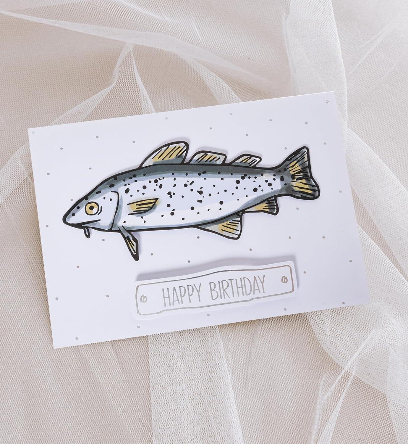 imageGraphique Handmade Birthday Card Cute ampamp Happy Birthday Greeting Him Her Friend Sip Sip Hooray 5 x 7HBD Fish