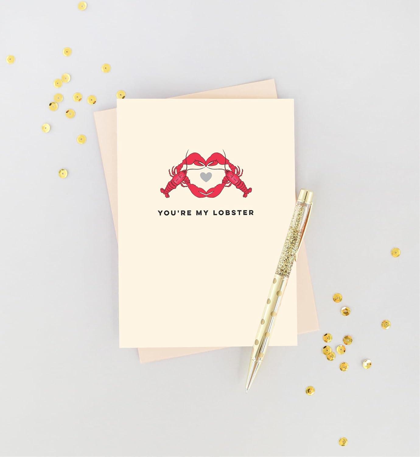 imageGraphique Handmade Birthday Card Cute ampamp Happy Birthday Greeting Him Her Friend Sip Sip Hooray 5 x 7Youre My Lobster