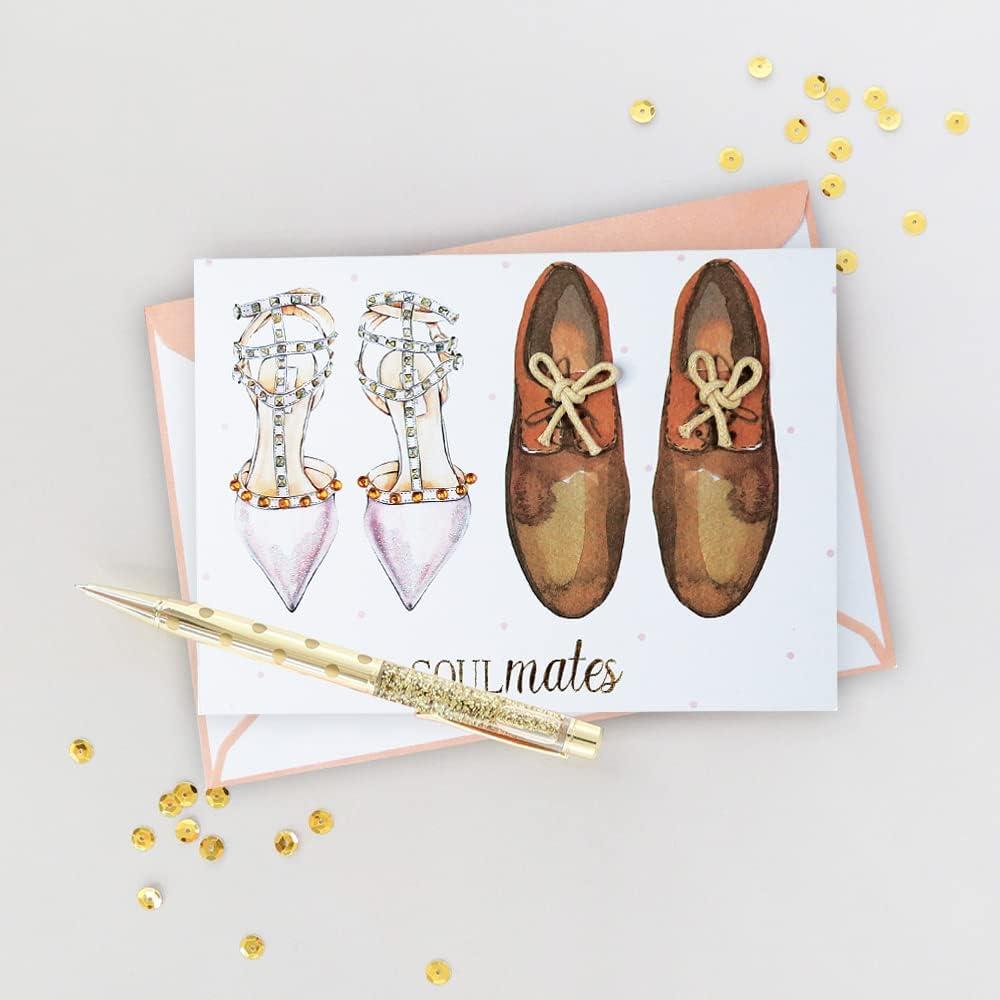 imageGraphique Heart Confetti Anniversary Card  Romantic  Husband Wife Him Her Couple  Embellished with Glitter and Gold Foil Accents  ColorCoordinated Envelope  5quot x 7quotSoulmates