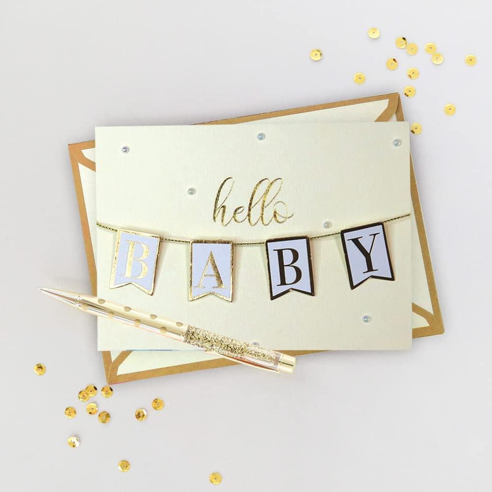 imageGraphique Heart Confetti Anniversary Card  Romantic  Husband Wife Him Her Couple  Embellished with Glitter and Gold Foil Accents  ColorCoordinated Envelope  5quot x 7quotHello Baby