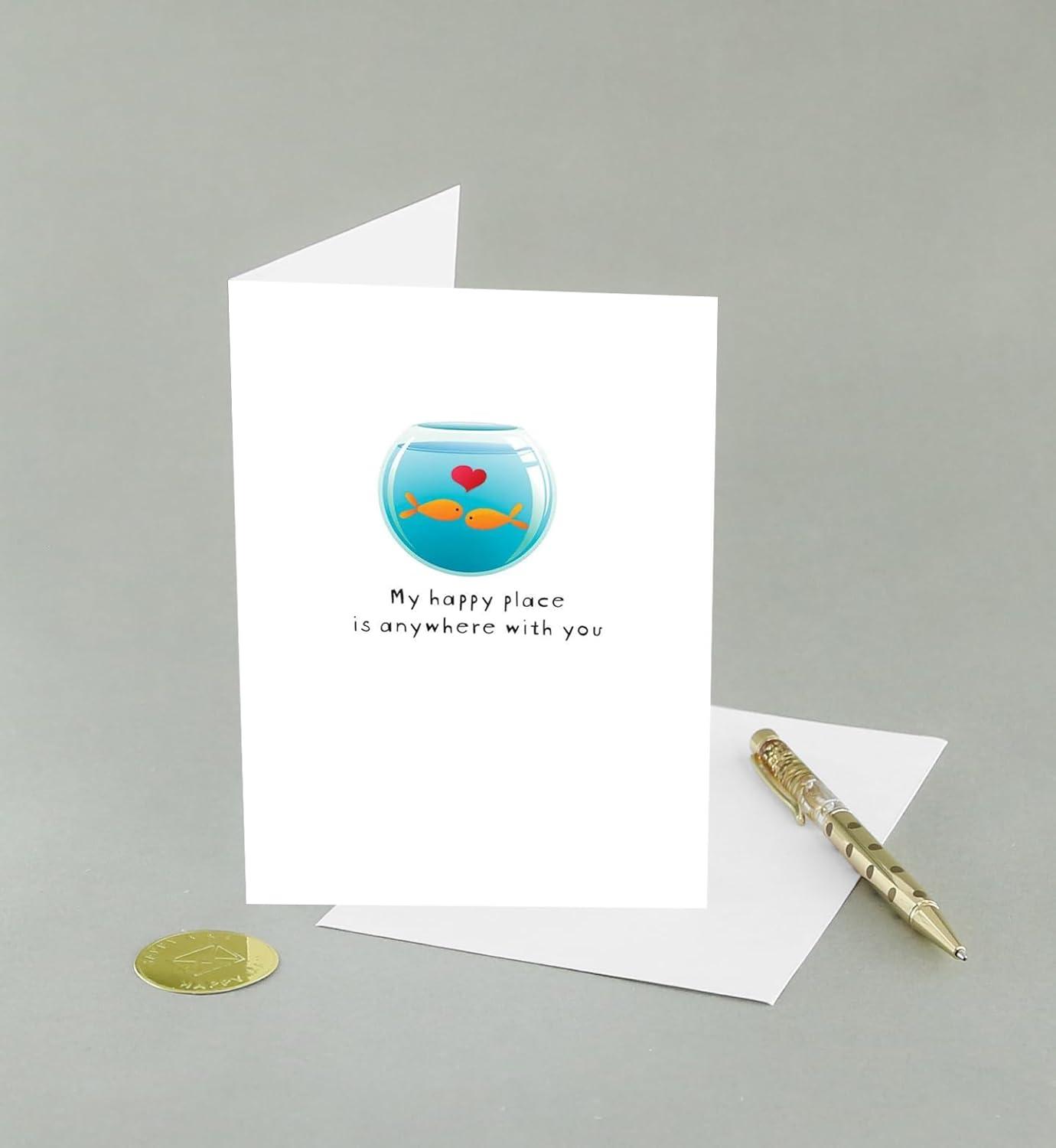 imageGraphique Heart Confetti Anniversary Card  Romantic  Husband Wife Him Her Couple  Embellished with Glitter and Gold Foil Accents  ColorCoordinated Envelope  5quot x 7quotFishy Kisses