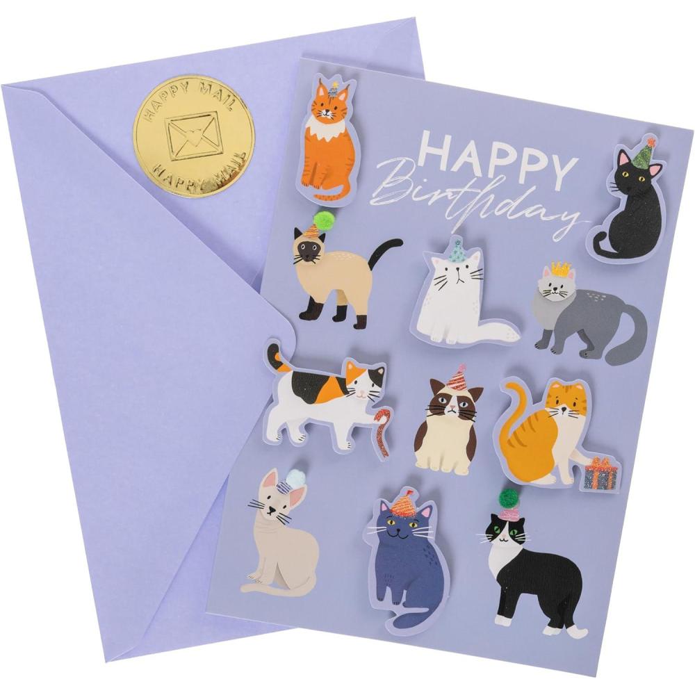imageGraphique Handmade Birthday Card Cute ampamp Happy Birthday Greeting Him Her Friend Sip Sip Hooray 5 x 7Happy Birthday Cats