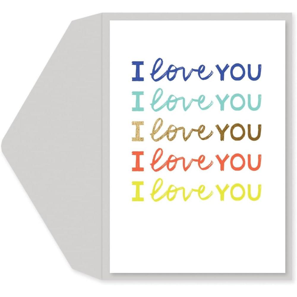 imageGraphique Heart Confetti Anniversary Card  Romantic  Husband Wife Him Her Couple  Embellished with Glitter and Gold Foil Accents  ColorCoordinated Envelope  5quot x 7quotI Love You