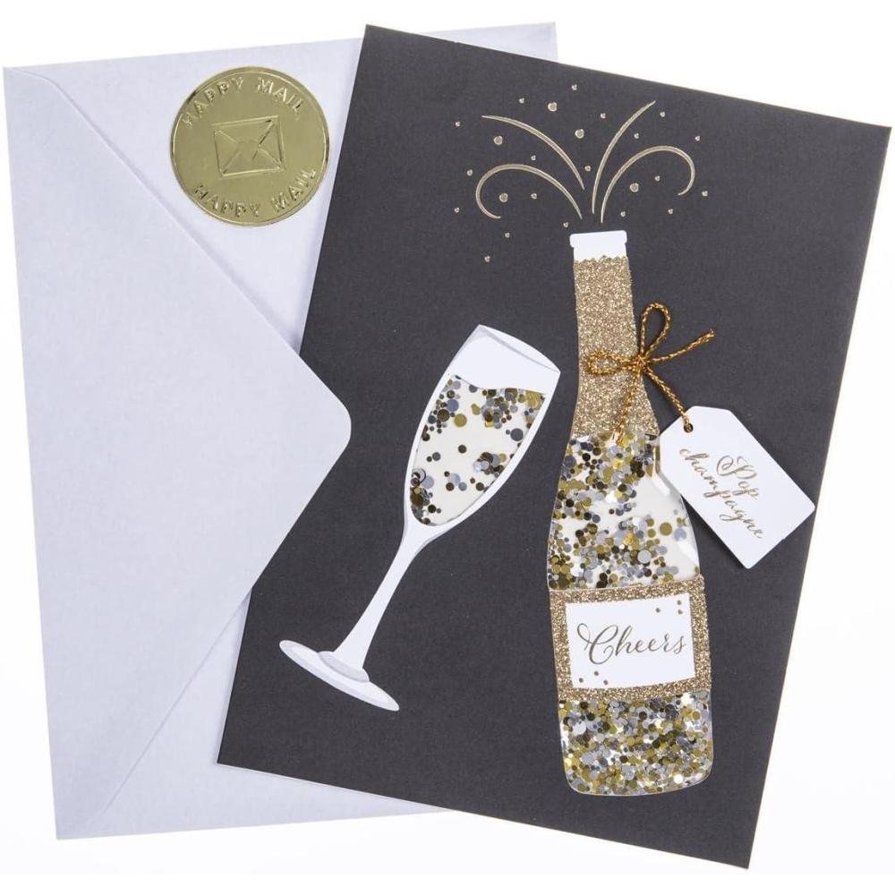 imageGraphique Heart Confetti Anniversary Card  Romantic  Husband Wife Him Her Couple  Embellished with Glitter and Gold Foil Accents  ColorCoordinated Envelope  5quot x 7quotChampagne Shaker