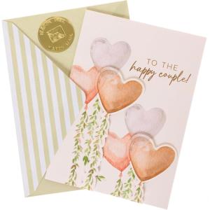 Graphique Heart Confetti Anniversary Card | Romantic | Husband, Wife, Him, Her, Couple | Embellished with Glitter and Gold Foil Accents | Color-Coordinated Envelope | 5″ x 7″(Happy Couple Hear Balloons)