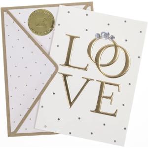 Graphique Heart Confetti Anniversary Card | Romantic | Husband, Wife, Him, Her, Couple | Embellished with Glitter and Gold Foil Accents | Color-Coordinated Envelope | 5″ x 7″(Love Rings)