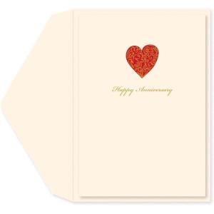 Graphique Heart Confetti Anniversary Card | Romantic | Husband, Wife, Him, Her, Couple | Embellished with Glitter and Gold Foil Accents | Color-Coordinated Envelope | 5″ x 7″(Loving Heart)