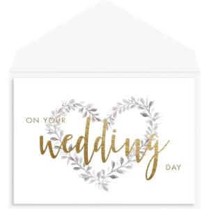 Graphique Heart Confetti Anniversary Card | Romantic | Husband, Wife, Him, Her, Couple | Embellished with Glitter and Gold Foil Accents | Color-Coordinated Envelope | 5″ x 7″(Heart Wreath)