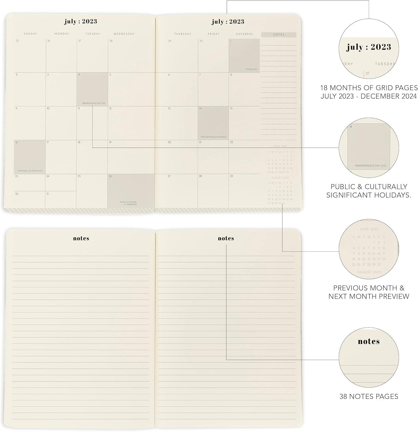 imageGraphique 2024 Monthly Planner 18 Month Organizer July 2023 Dec 2024 Monthly Calendar ampamp Notes Spreads Marked Holidays Peanuts Design 8 x 10
