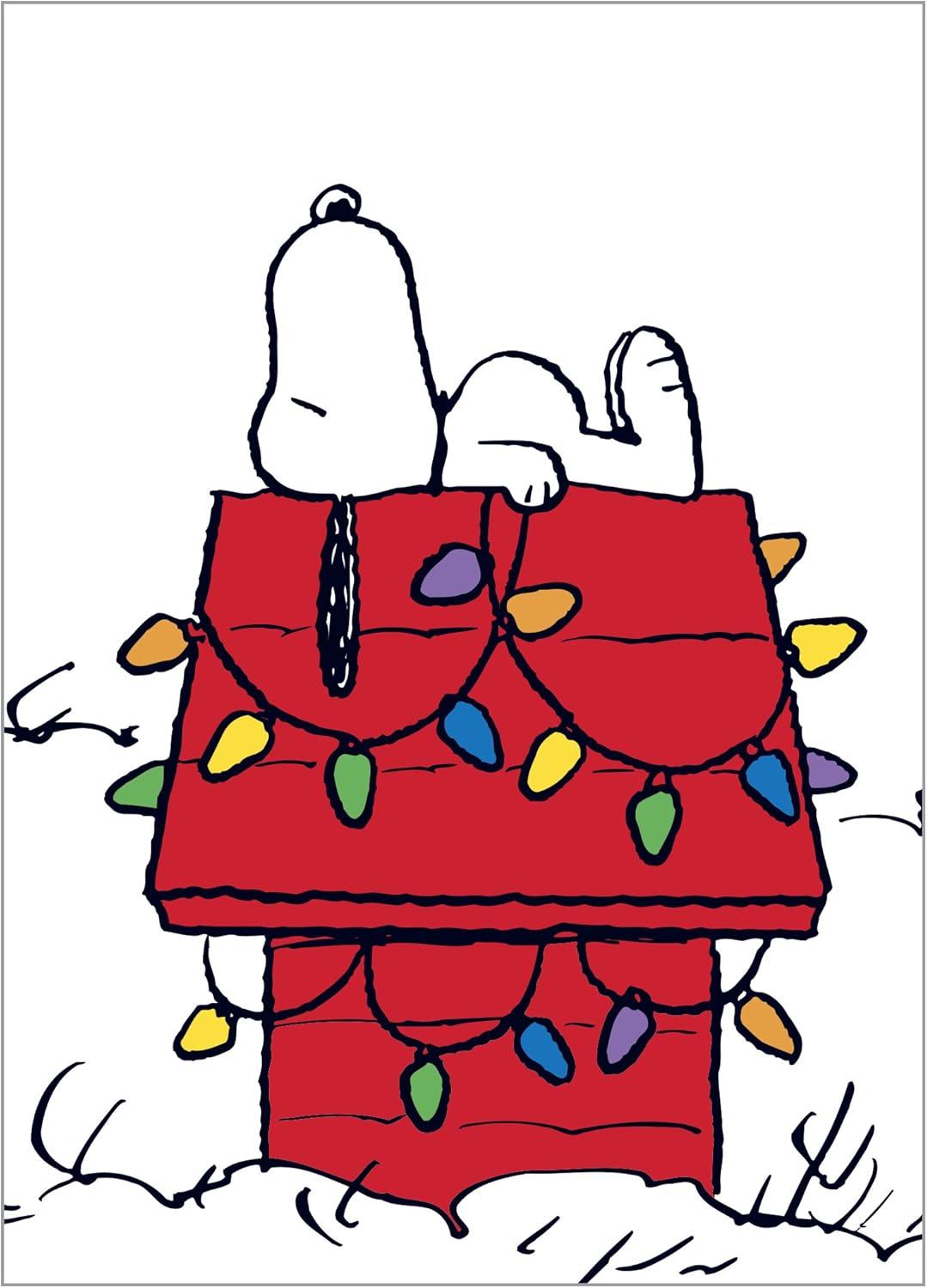 imageGraphique Peanuts House Holiday Cards Pack of 20 Cards with Envelopes Blank Inside Christmas Greetings Glitter Accents Boxed Set 325quot x 475quotDog House