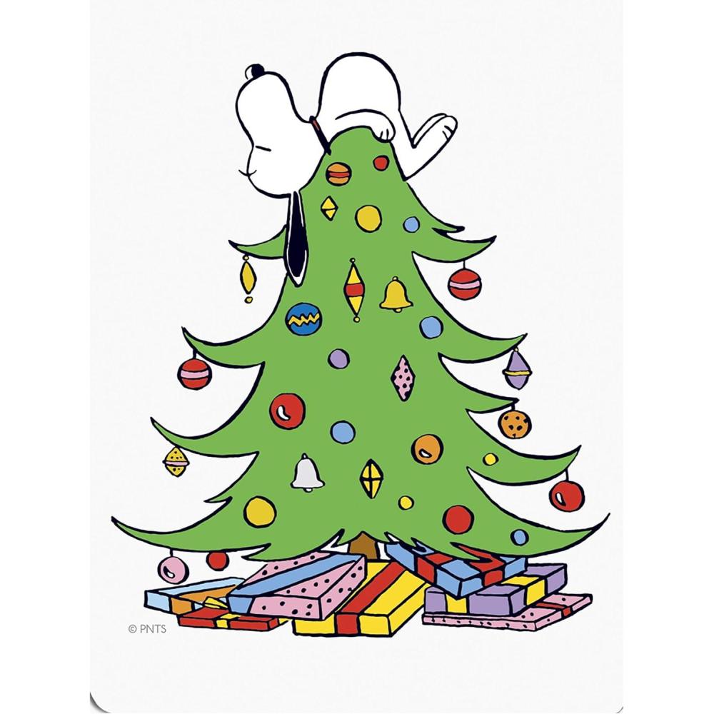imageGraphique Snoopy on Tree Holiday Pocket Notepad 75 Sheets 3 x 4 Embellished with Glitter Features a Magnetic Closure Perfect for Making Holiday Gift Lists or Jotting Down Notes