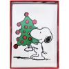 Graphique Peanuts™ House Holiday Cards | Pack of 20 Cards with Envelopes | Blank Inside | Christmas Greetings | Glitter Accents | Boxed Set | 3.25″ x 4.75″(Snoopy Christmas Tree)