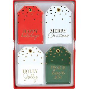 Graphique Peanuts Petite Gift Tag Set, 24 Tags in 4 Unique Designs, Tag Dimensions are 2″ x 3″, Bakers Twine Included, Perfect for Wrapping Holiday Gifts(Gold Dots)
