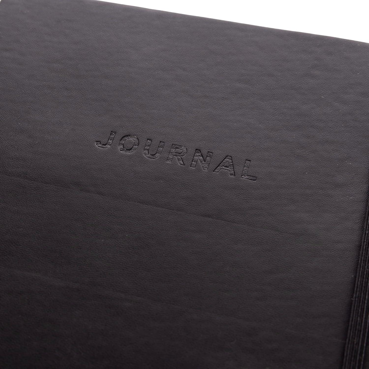 imageGraphique Apollo Vegan Leather Journal Hardcover Diary Notebook for Writing 192 Lined Pages 6 x 8Black