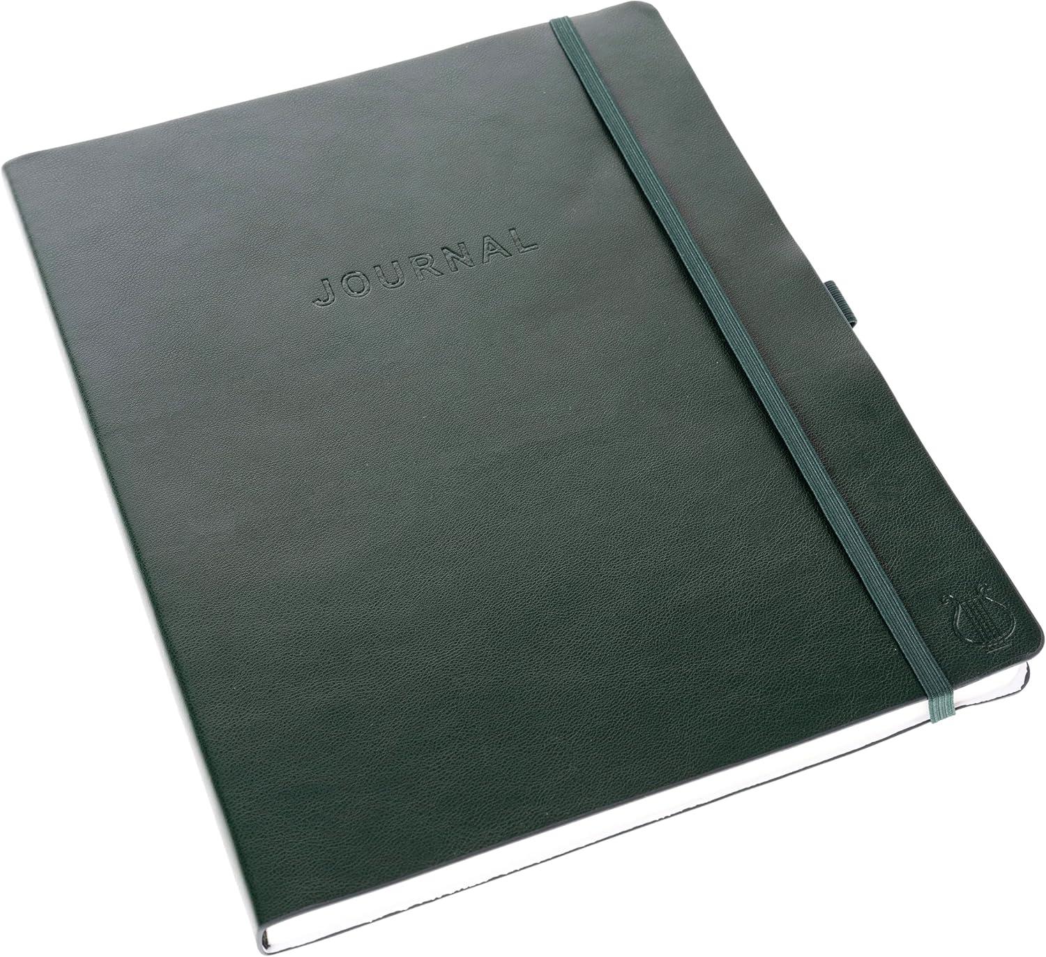 imageGraphique Apollo Vegan Leather Journal Hardcover Diary Notebook for Writing 192 Lined Pages 6 x 8Green