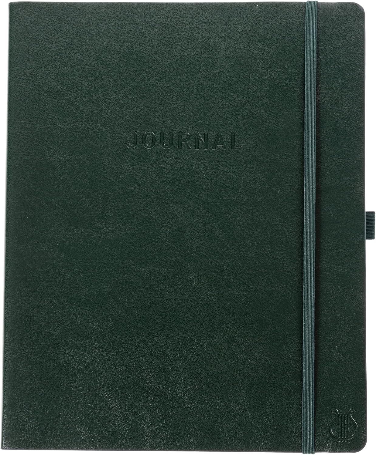 imageGraphique Apollo Vegan Leather Journal Hardcover Diary Notebook for Writing 192 Lined Pages 6 x 8Green