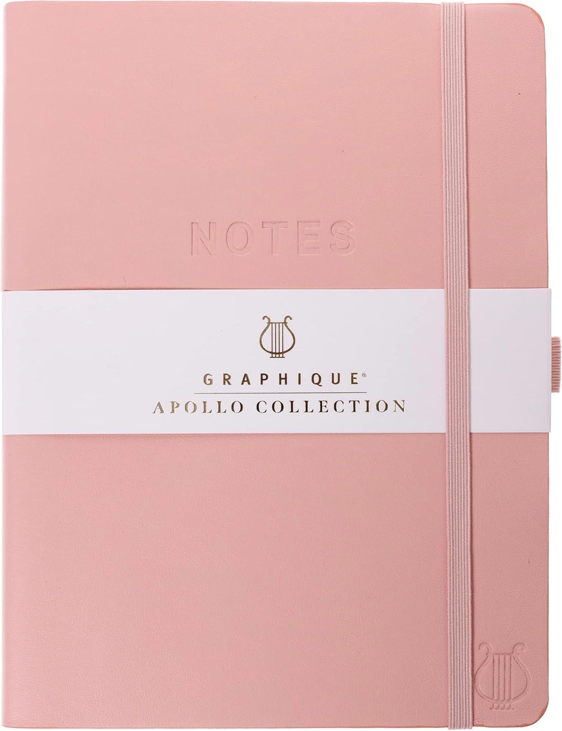 imageGraphique Apollo Vegan Leather Journal Hardcover Diary Notebook for Writing 192 Lined Pages 6 x 8Pink