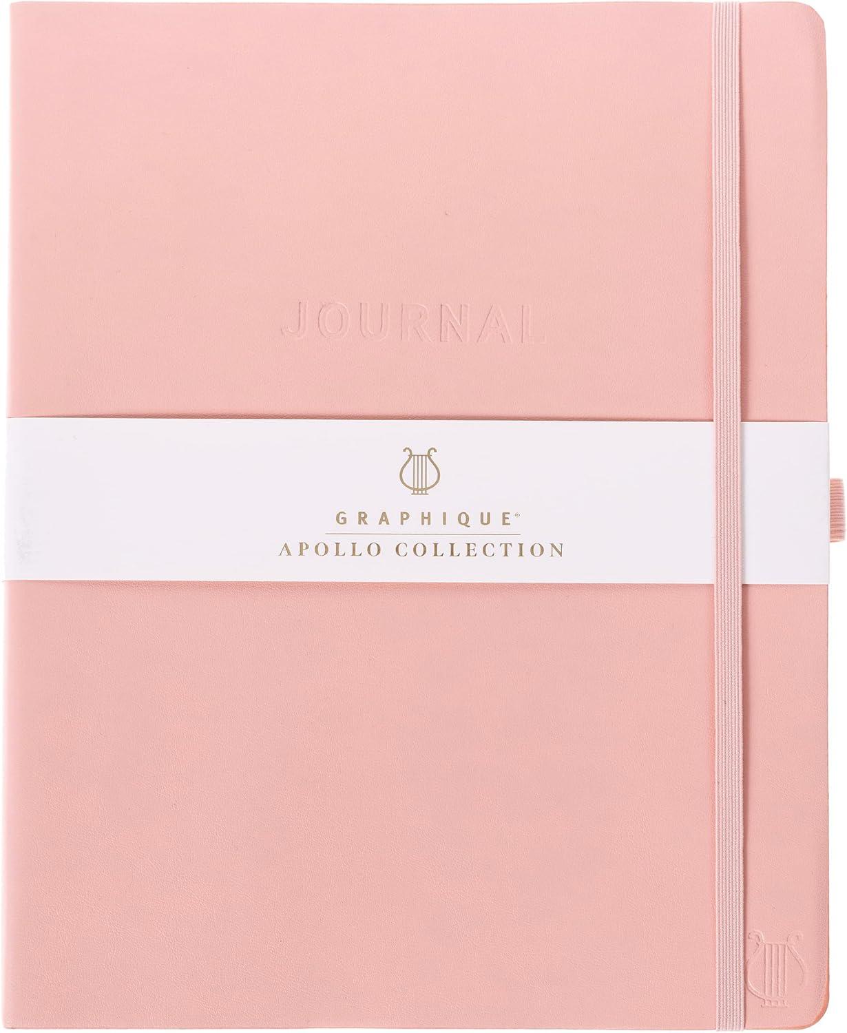 imageGraphique Apollo Vegan Leather Journal Hardcover Diary Notebook for Writing 192 Lined Pages 6 x 8Pink