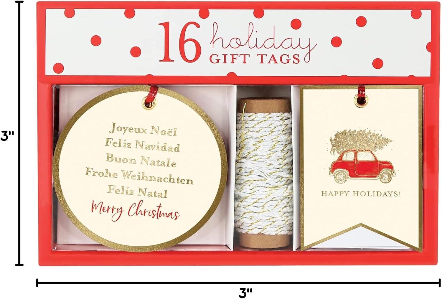 imageGraphique La Petite Noel Holiday Gift Tag Boxed Set 16 Tags with Hanging Twine 2 Unique Christmas Designs with Gold Foil Accents Gift Boxes and BagsJoyeux Noel