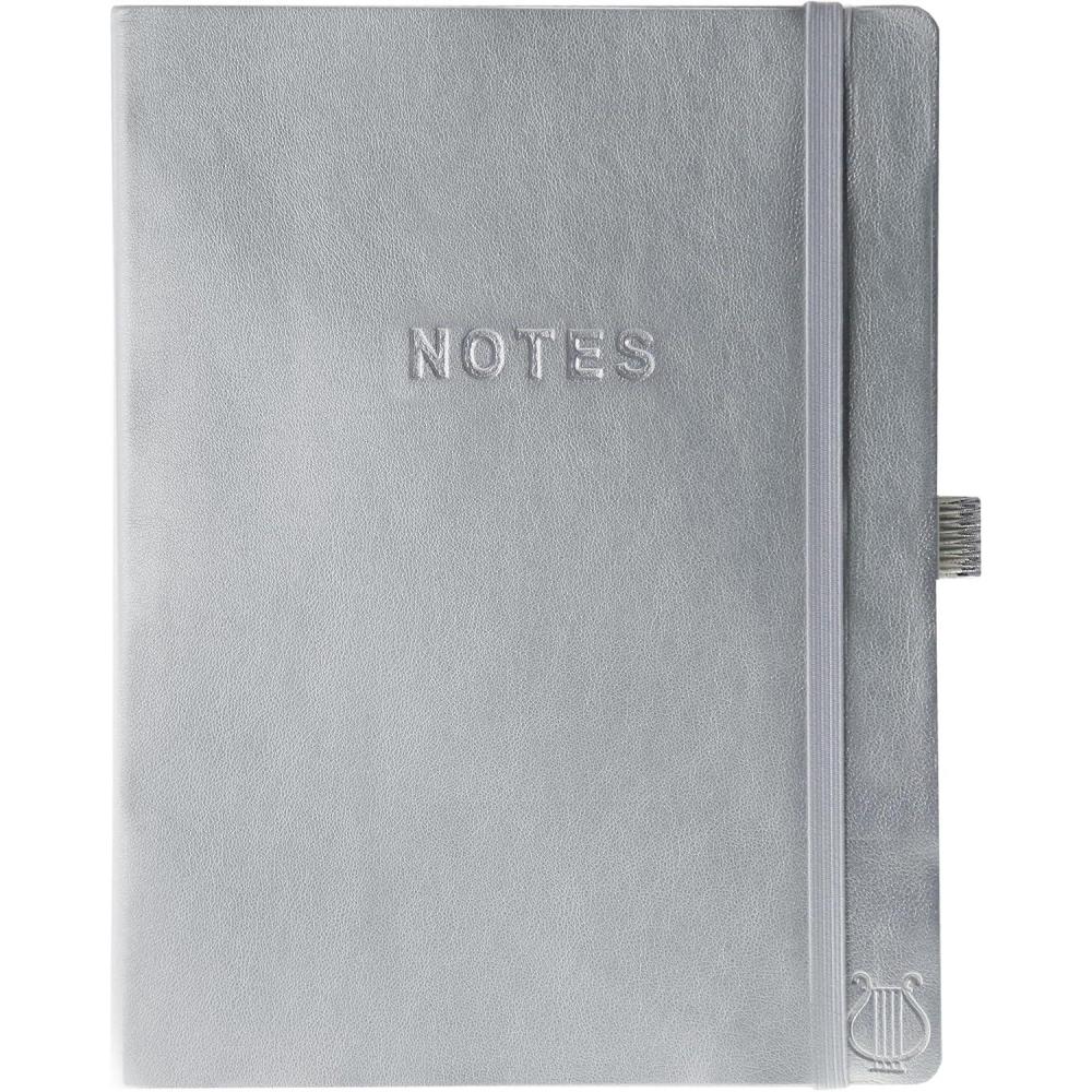 imageGraphique Apollo Vegan Leather Journal Hardcover Diary Notebook for Writing 192 Lined Pages 6 x 8Silver