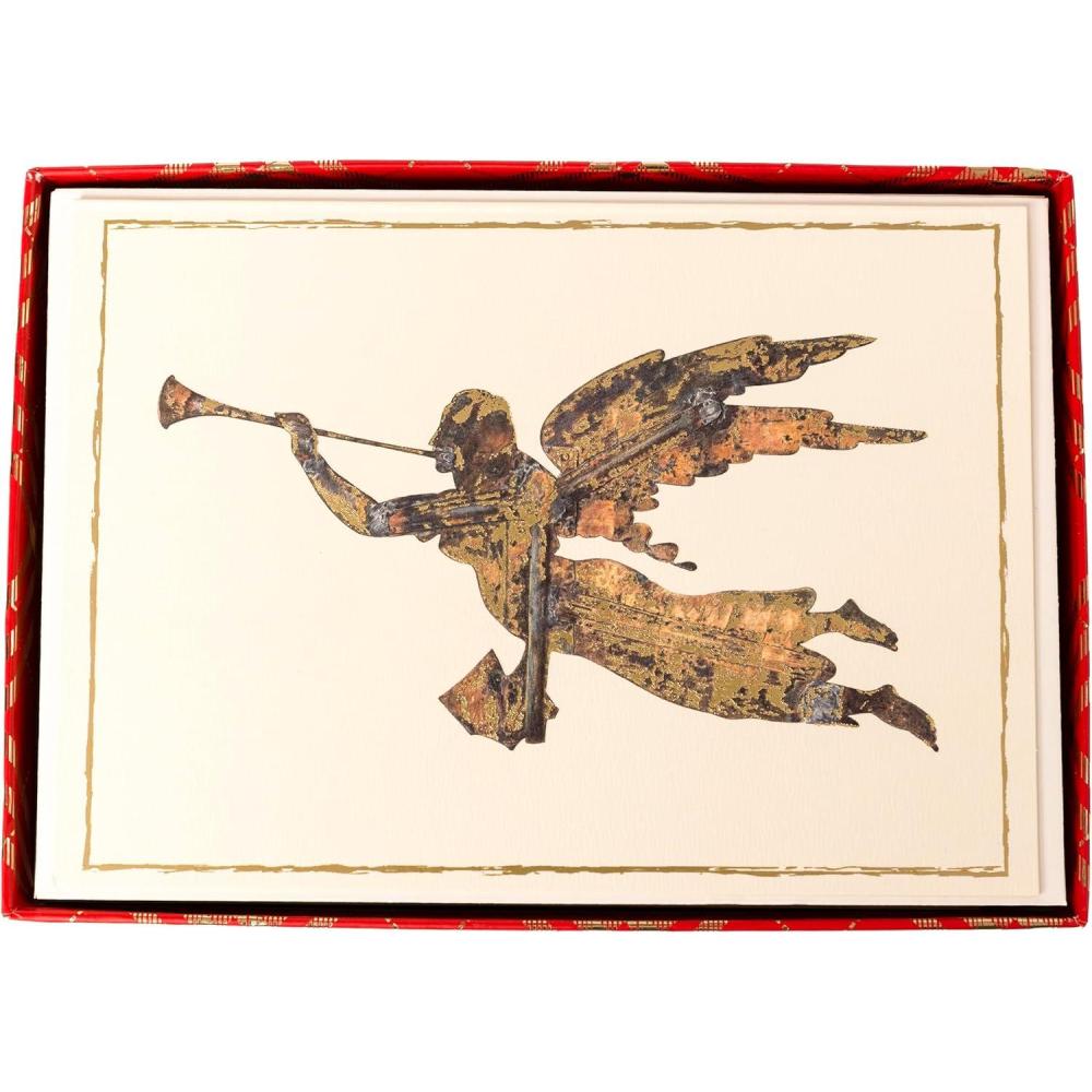 imageGraphique Chabot Angel Holiday Cards Pack of 15 Cards with Envelopes Christmas Greetings Gold Foil and Embossing Boxed Set 475quot x 6625quot