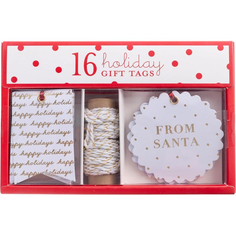 imageGraphique La Petite Noel Holiday Gift Tag Boxed Set 16 Tags with Hanging Twine 2 Unique Christmas Designs with Gold Foil Accents Gift Boxes and BagsModern