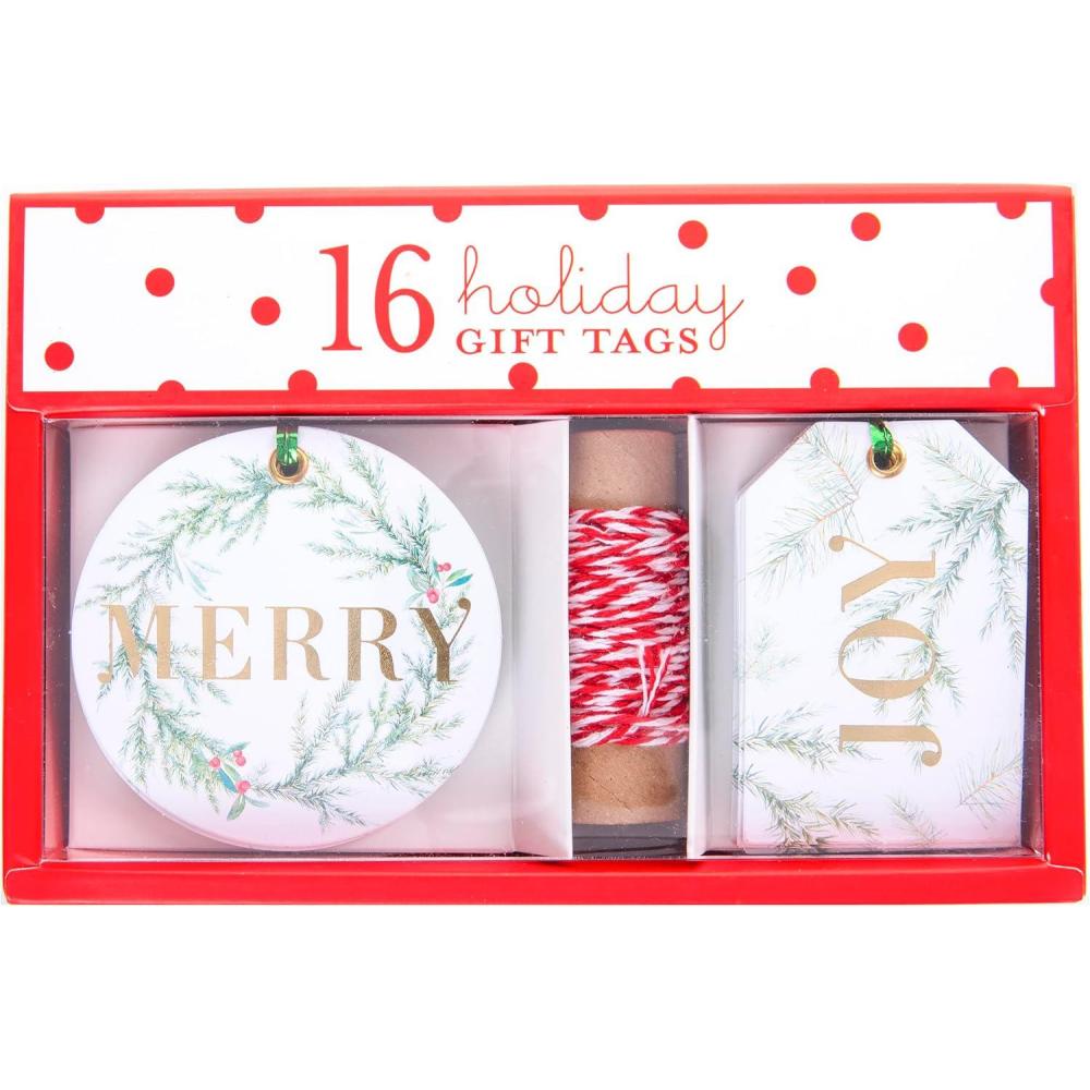 imageGraphique La Petite Noel Holiday Gift Tag Boxed Set 16 Tags with Hanging Twine 2 Unique Christmas Designs with Gold Foil Accents Gift Boxes and BagsJoy Branches