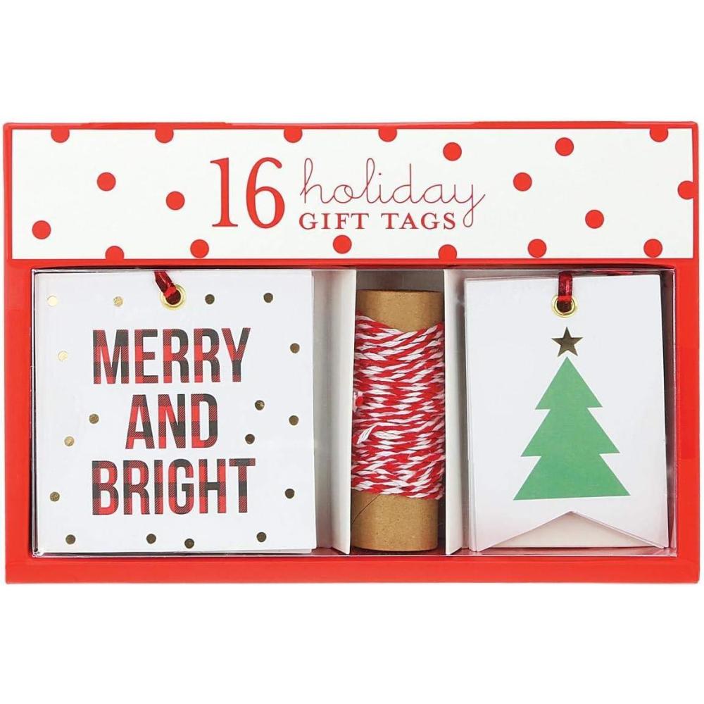 imageGraphique La Petite Noel Holiday Gift Tag Boxed Set 16 Tags with Hanging Twine 2 Unique Christmas Designs with Gold Foil Accents Gift Boxes and BagsMerry and Bright
