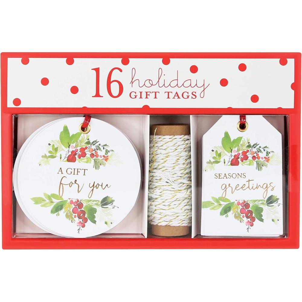 imageGraphique La Petite Noel Holiday Gift Tag Boxed Set 16 Tags with Hanging Twine 2 Unique Christmas Designs with Gold Foil Accents Gift Boxes and BagsHolly and Berries