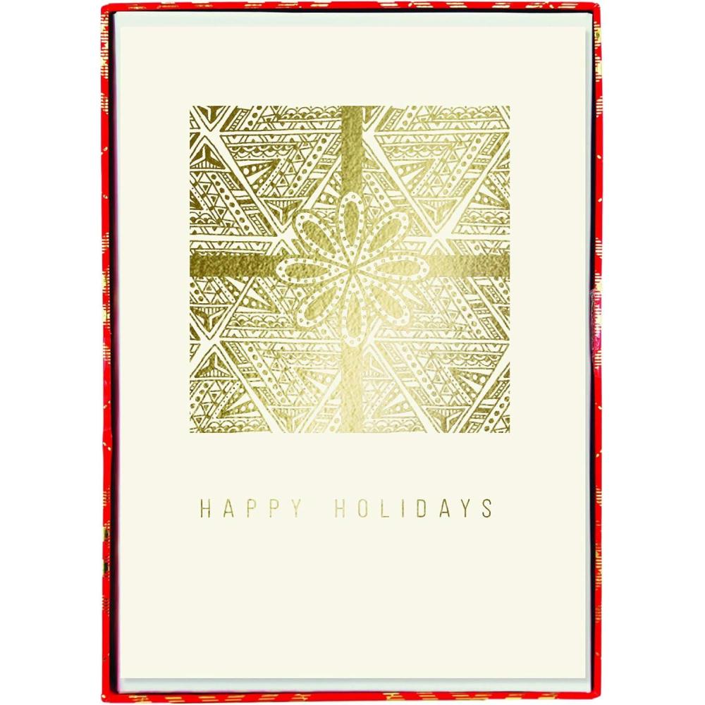 imageGraphique Merry Christmas Holiday Cards Pack of 15 Cards with Envelopes Christmas Greetings Gold Foil Accents Boxed Set 475quot x 6625quotHappy Holidays Present