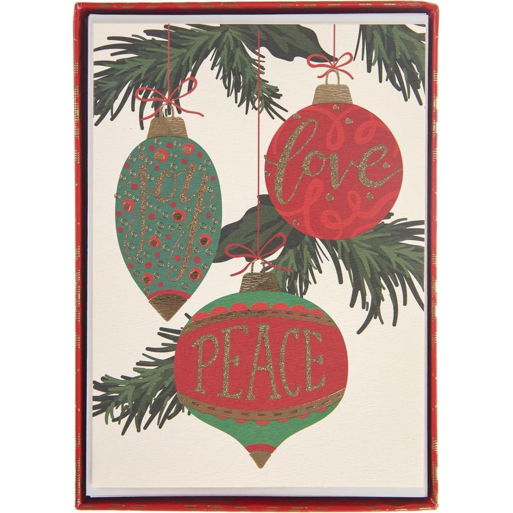 imageGraphique Merry Christmas Holiday Cards Pack of 15 Cards with Envelopes Christmas Greetings Gold Foil Accents Boxed Set 475quot x 6625quotOrnaments