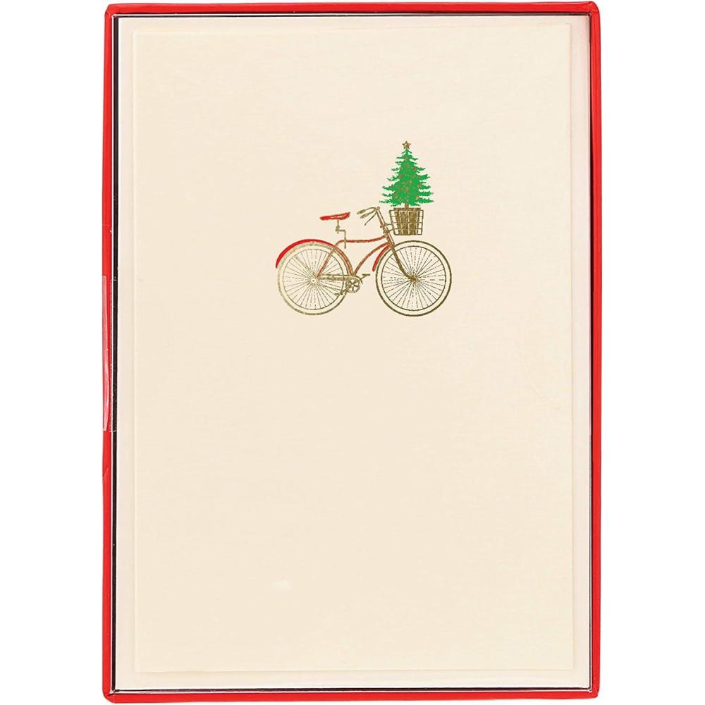 imageGraphique Peanuts Tree Christmas Cards Pack of 15 Cards with Envelopes Blank Inside La Petite Press Collection Boxed Set 325quot x 475quotBike with Basket