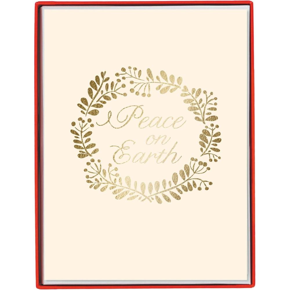 imageGraphique Peanuts Tree Christmas Cards Pack of 15 Cards with Envelopes Blank Inside La Petite Press Collection Boxed Set 325quot x 475quotPeace on Earth