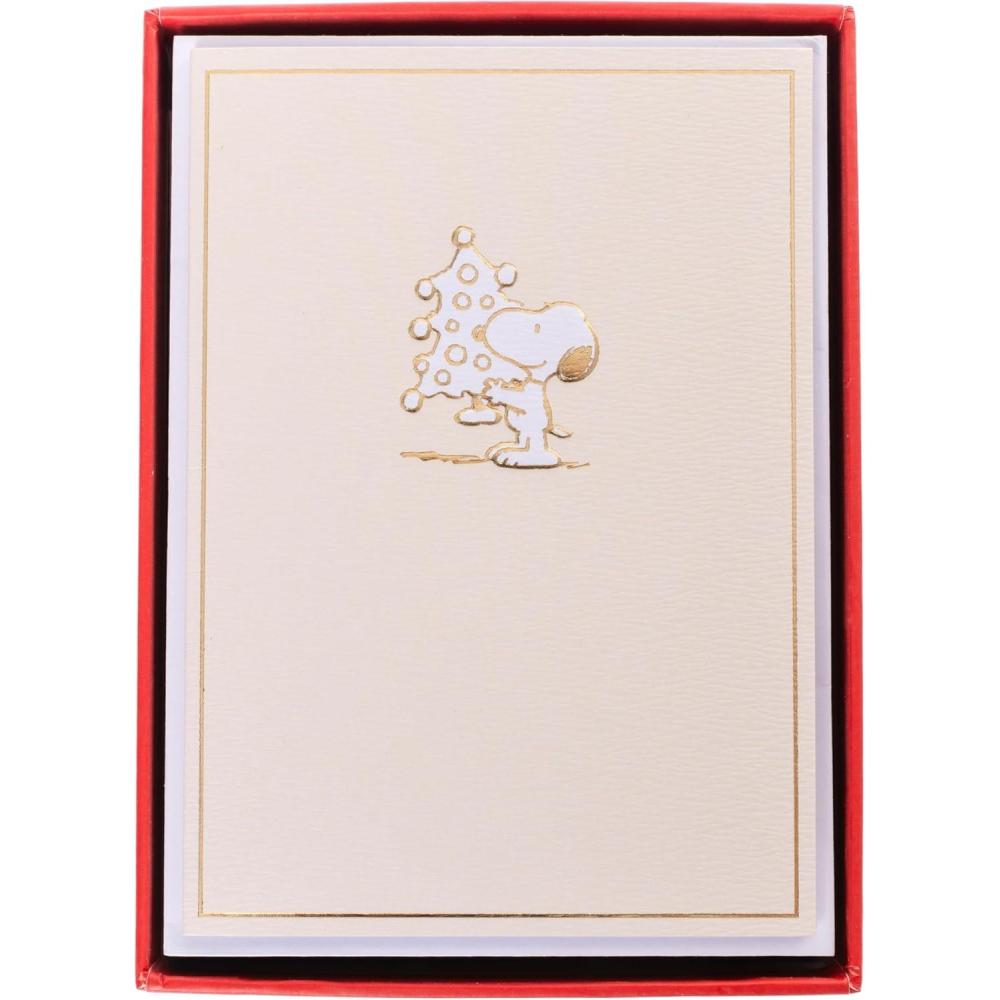 imageGraphique Peanuts Tree Christmas Cards Pack of 15 Cards with Envelopes Blank Inside La Petite Press Collection Boxed Set 325quot x 475quotPeanuts Tree Christmas