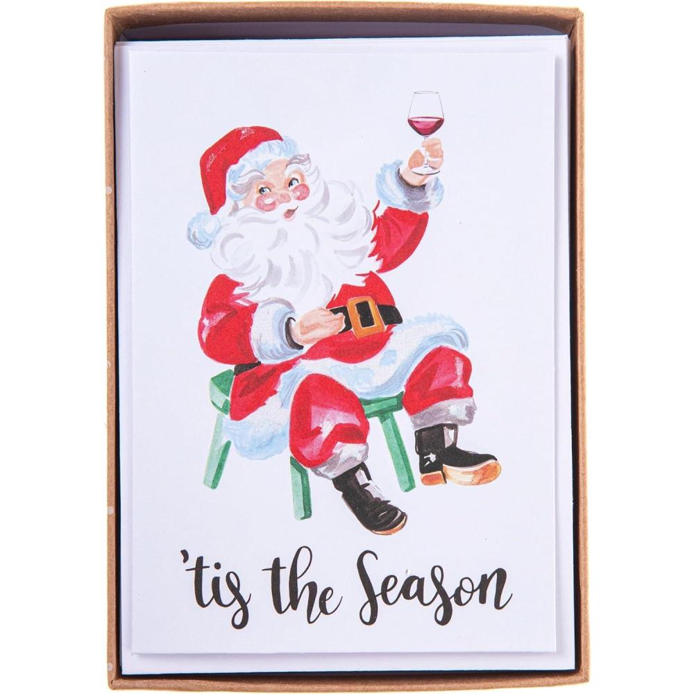 imageGraphique Peanuts Tree Christmas Cards Pack of 15 Cards with Envelopes Blank Inside La Petite Press Collection Boxed Set 325quot x 475quotSanta Wine